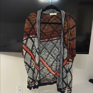 Multicolor Geometric Knit Cardigan